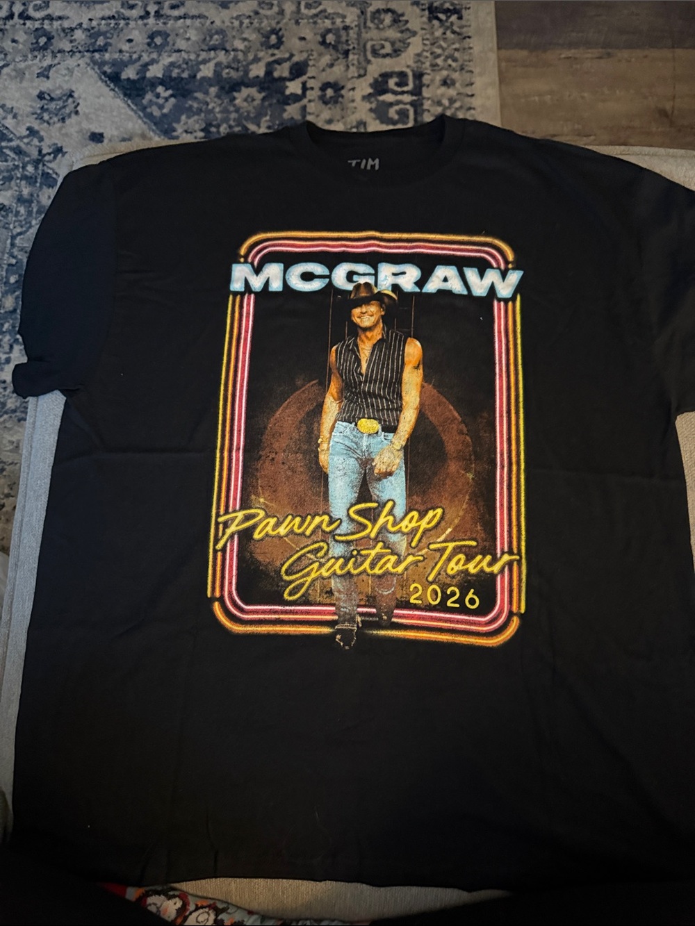 macgraw Black Graphic Tee with Neon Tour Artwork